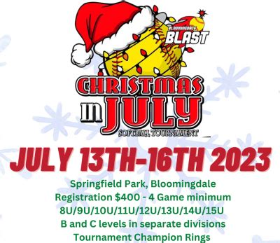 Christmas in July softball tournament teams